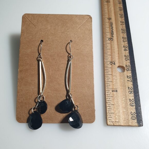 Earrings Modern Drop Vintage Faceted Black Beads Lightweight Jewelry Mom Gift - Picture 4 of 4